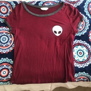 maroon alien shirt